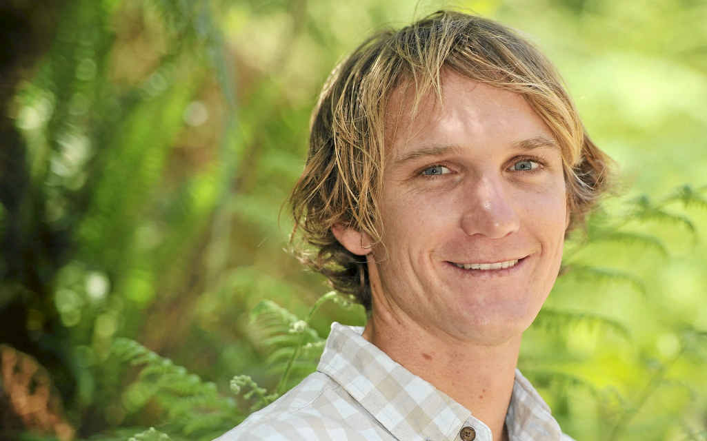 BACK IN THE WATER: Daniel Hewitt restored to health and, inset, after his 6m fall. BACK IN THE WATER: Daniel Hewitt restored to health and, inset, after his 6m fall.